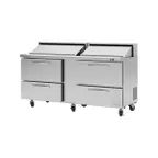 image of Turbo Air PST-72-D4-N 72" Two Section Sandwich / Salad Prep Table w/ 4 Drawers, 18 Pans