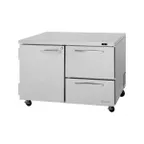 image of Turbo Air PUR-48-D2R-N 48" 2-Section Undercounter Refrigerator w/ 1 Door & 2 Drawers