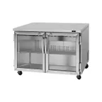 image of Turbo Air PUR-48-G-N 48" 2-Glass Door Undercounter Refrigerator, Stainless Steel, 12.2 cu. ft.