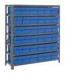image of Quantum 1239-601 Heavy-Duty Galvanized Steel 7 Shelf Shelving Unit w/ 36 Bins Capacity