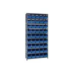 image of Quantum 1275-202 Heavy-Duty Galvanized Steel 10 Shelf Shelving Unit w/ 45 Bins Capacity 