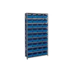 image of Quantum 1275-207 Heavy-Duty Galvanized Steel 10 Shelf Shelving Unit w/ 36 Bins Capacity 