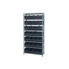 image of Quantum 1275-423 Heavy-Duty Galvanized Steel 8 Shelf Shelving Unit w/ 28 Bins Capacity 
