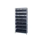 image of Quantum 1275-425 Heavy-Duty Galvanized Steel 8 Shelf Shelving Unit w/ 21 Bins Capacity 