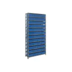 image of Quantum 1275-701 Heavy-Duty Galvanized Steel 13 Shelf Shelving Unit w/ 48 Bins Capacity