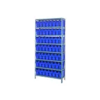 image of Quantum 1275-SB801 Heavy-Duty Galvanized Steel 8 Shelf Shelving Unit w/ 56 Bins Capacity 