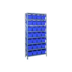 image of Quantum 1275-SB807 Heavy-Duty Galvanized Steel 8 Shelf Shelving Unit w/ 28 Bins Capacity 