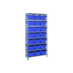image of Quantum 1275-SB809 Heavy-Duty Galvanized Steel 8 Shelf Shelving Unit w/ 21 Bins Capacity 