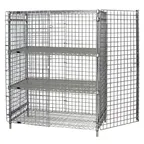 image of Quantum 1836-63SEC-2 Chrome Stationary Security Unit with 4 Shelves, 18" x 36" x 63"