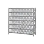 image of Quantum 1839-103CL Heavy-Duty Galvanized Steel 7 Shelf Shelving Unit w/ 48 Clear Bins Capacity