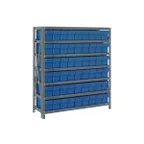 image of Quantum 1839-604 Heavy-Duty Galvanized Steel 7 Shelf Shelving Unit w/ 54 Bins Capacity