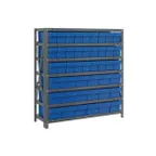 image of Quantum 1839-624 Heavy-Duty Galvanized Steel 7 Shelf Shelving Unit w/ 27 Bins Capacity
