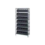 image of Quantum 1875-461 Heavy-Duty Galvanized Steel 8 Shelf Shelving Unit w/ 35 Bins Capacity 