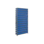 image of Quantum 1875-602 Heavy-Duty Galvanized Steel 13 Shelf Shelving Unit w/ 72 Bins Capacity