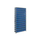 image of Quantum 1875-606 Heavy-Duty Galvanized Steel 13 Shelf Shelving Unit w/ 48 Bins Capacity