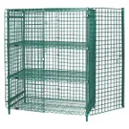 image of Quantum 2136-63SECP-2 Proform Green Epoxy Stationary Security Unit w/ 4 Shelves, 21" x 36" x 63"