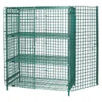 image of Quantum 2148-63SECP-2 Proform Green Epoxy Stationary Security Unit w/ 4 Shelves, 21" x 48" x 63"