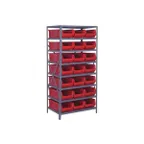 image of Quantum 2475-952 Heavy-Duty Galvanized Steel 8 Shelf Shelving Unit w/ 21 Bins Capacity