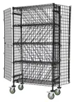 image of Quantum M1436-69BWSECBK Mobile Security Wine Rack, 36"x18"x69", 3 Shelves, 4 Bottle Inserts, Epoxy Finish