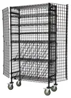 image of Quantum M1448-69MIXSECBK Mobile Security Wine Rack, 48"W x 18"D x 69"H, 3 Wire Shelves, 6 Dividers, Black Epoxy, NSF