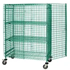 image of Quantum M2136-69SECP-2 Proform Green Epoxy Mobile Security Cart w/ 4 Shelves, 21" x 36" x 69"