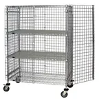 image of Quantum M2436-69SEC-2 Chrome Stem Caster Security Cart with 4 Shelves, 24" x 36" x 69"