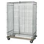 image of Quantum MD2448-70SEC Chrome Dolly Base Security Cart with 2 Shelves, 24" x 48" x 70"