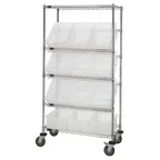 image of Quantum MWRS-5-92060 NSF 5 Shelf Chrome Mobile Bin Systems Wire Shelving Unit - 36" x 18" x 63"