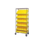 image of Quantum MWRS-7-606 NSF 7 Shelf Chrome Mobile Bin Systems Wire Shelving Unit - 36" x 18" x 80"