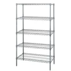 image of Quantum WR63-2460C-5 NSF 5 Shelf Chrome Wire Shelving Starter Kit - 60" x 24" x 63"