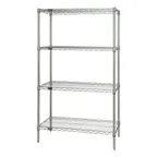 image of Quantum WR63-3660P NSF 4 Shelf Green Epoxy Wire Shelving Starter Kit - 60" x 36" x 63"