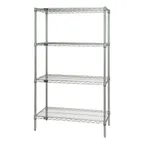 image of Quantum WR63-3672P NSF 4 Shelf Green Epoxy Wire Shelving Starter Kit - 72" x 36" x 63"