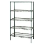image of Quantum WR74-2460P-5 NSF 5 Shelf Green Epoxy Wire Shelving Starter Kit - 60" x 24" x 74"