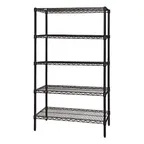 image of Quantum WR86-2460BK-5 NSF 5 Shelf Black Epoxy Wire Shelving Starter Kit - 60" x 24" x 86"