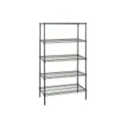 image of Quantum WR86-2460P-5 NSF 5 Shelf Green Epoxy Wire Shelving Starter Kit - 60" x 24" x 86"