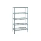 image of Quantum WR86-2472GY-5 NSF 5 Shelf Gray Epoxy Wire Shelving Starter Kit - 72" x 24" x 86"