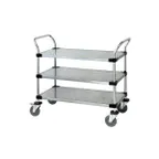 image of Quantum WRC-1848-3G Galvanized Solid 3-Shelf Utility Cart - 18" x 48" x 37-1/2"