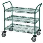 image of Quantum WRC-2160P-3 Green Epoxy Utility Cart with 3 Wire Shelves