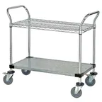 image of Quantum WRSC-1842-2 Stainless Steel 2-Shelf Wire Utility Cart - 18" x 42" x 37-1/2"