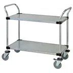 image of Quantum WRSC-1848SS-2S Stainless Steel Wire & Solid 2-Shelf Utility Cart - 18" x 48" x 37-1/2"
