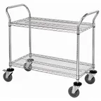 image of Quantum WRSC-2436-2 Stainless Steel 2-Shelf Wire Utility Cart - 24" x 36" x 37-1/2"