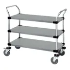 image of Quantum WRSC-2436-3SS Stainless Steel Solid 3-Shelf Utility Cart - 24" x 36" x 37-1/2"