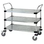image of Quantum WRSC-2448-3SS Stainless Steel Solid 3-Shelf Utility Cart - 24" x 48" x 37-1/2"