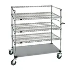 image of Quantum WRSC4-54-2460FS Stainless Steel Wire & Solid 3-Shelf Medical Cart - 24" x 60" x 60"