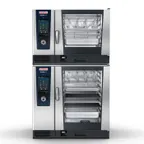 image of RATIONAL ICP Double Stacked 6/10 Full-Size Electric Combi Oven w/ Programmable Controls, Steam Generator, 208-240v