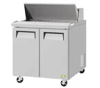 image of RefrigerationX XST-36-N6 36" 2-Door Sandwich and Salad Prep Table, 10 Pans, Stainless Steel & Galvanized Steel