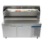image of Randell 8272D-290 72" 2 Doors Refrigerated Pizza Prep Table, (17) 1/3 Size Pans