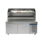 image of Randell 8396D-290 96" 3 Doors Refrigerated Pizza Prep Table, (25) 1/3 Size Pans