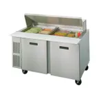 image of Randell PT60-24W-L 60" 2-Door Mega Top Sandwich Prep Table, 24 Pans, Stainless Steel