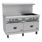 image of Royal Range of California RDR-6RG24-CC 60" Gas Restaurant Range w/ (6) Open Burners, 24" Raised Griddle, (2) Convection Ovens, 280.000 BTU